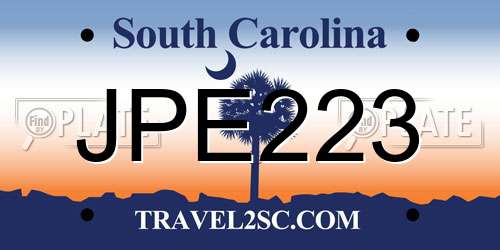 JPE223 South Carolina License Plate