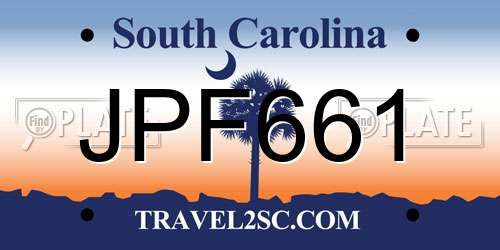 JPF661 South Carolina License Plate