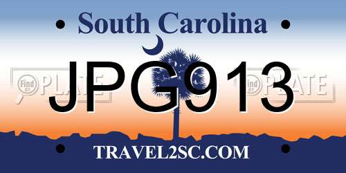 JPG913 South Carolina License Plate