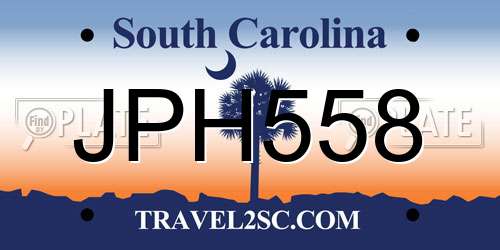 JPH558 South Carolina License Plate