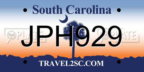 JPH929 South Carolina License Plate