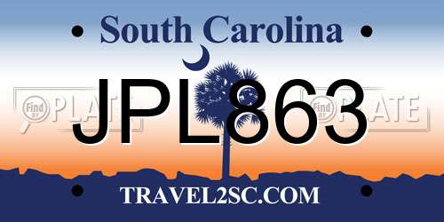 JPL863 South Carolina License Plate