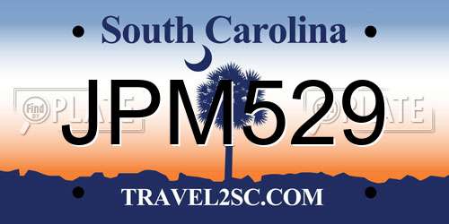 JPM529 South Carolina License Plate