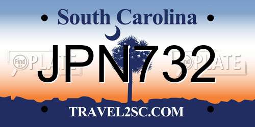 JPN732 South Carolina License Plate