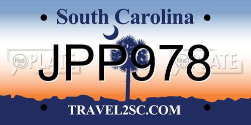 JPP978 South Carolina License Plate