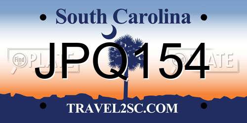 JPQ154 South Carolina License Plate