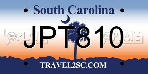 JPT810 South Carolina License Plate
