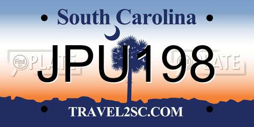 JPU198 South Carolina License Plate