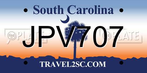 JPV707 South Carolina License Plate