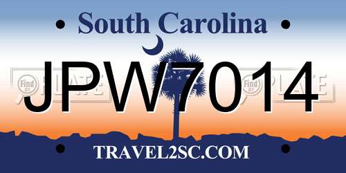 JPW7014 South Carolina License Plate