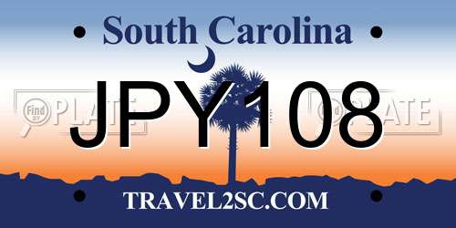 JPY108 South Carolina License Plate