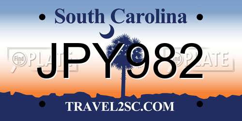 JPY982 South Carolina License Plate
