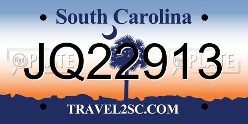 JQ22913 South Carolina License Plate