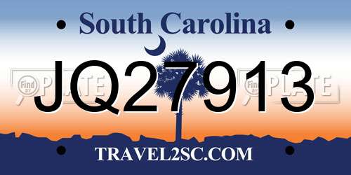 JQ27913 South Carolina License Plate