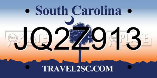 JQ2Z913 South Carolina License Plate