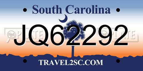 JQ62292 South Carolina License Plate