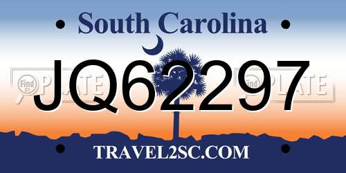 JQ62297 South Carolina License Plate