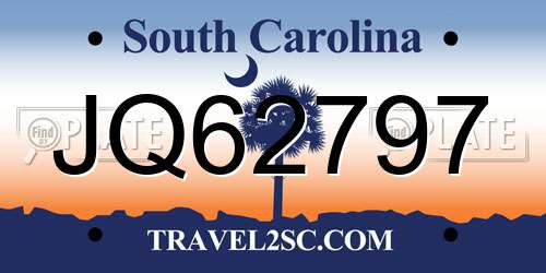 JQ62797 South Carolina License Plate