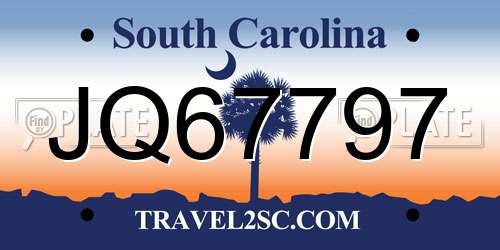 JQ67797 South Carolina License Plate