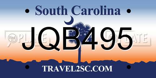 JQB495 South Carolina License Plate