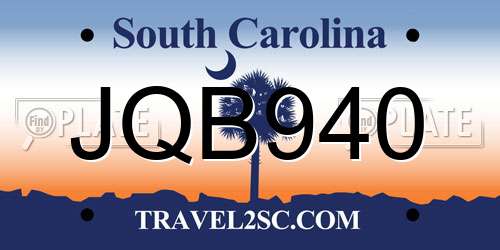 JQB940 South Carolina License Plate