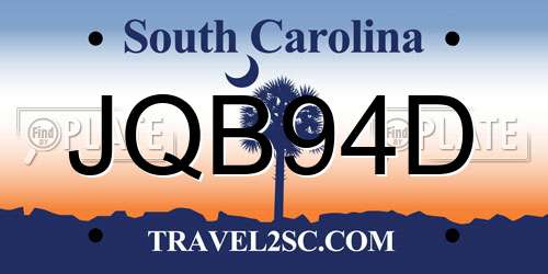 JQB94D South Carolina License Plate