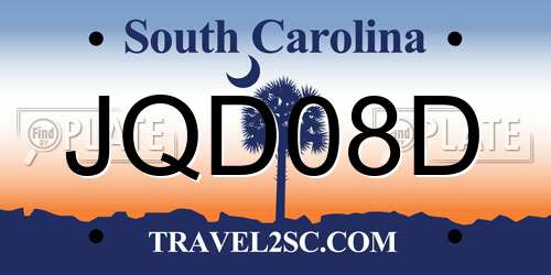 JQD08D South Carolina License Plate