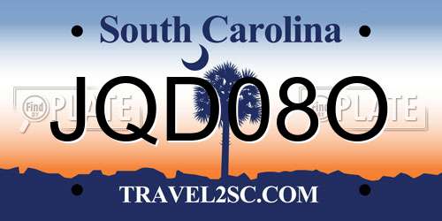 JQD08O South Carolina License Plate