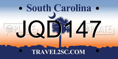JQD147 South Carolina License Plate