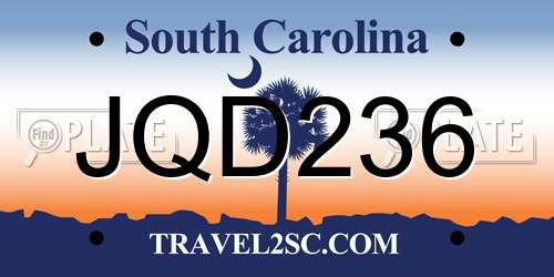 JQD236 South Carolina License Plate