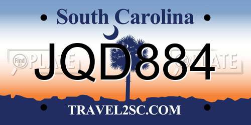 JQD884 South Carolina License Plate