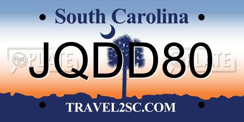 JQDD80 South Carolina License Plate