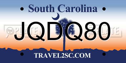 JQDQ80 South Carolina License Plate
