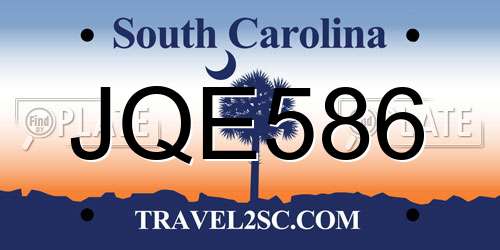 JQE586 South Carolina License Plate