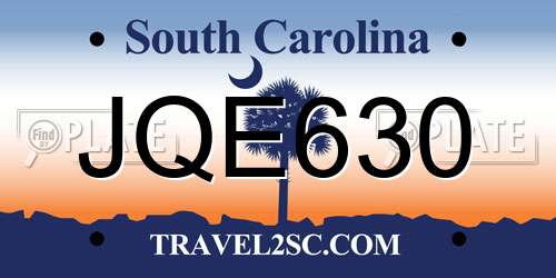 JQE630 South Carolina License Plate