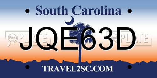 JQE63D South Carolina License Plate