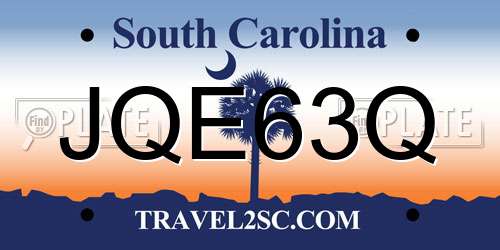 JQE63Q South Carolina License Plate