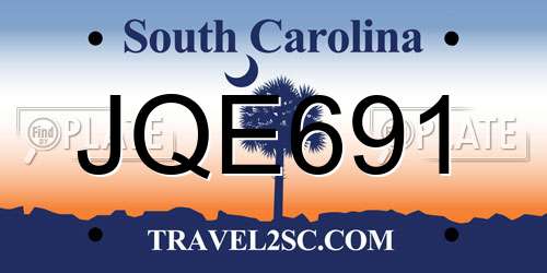 JQE691 South Carolina License Plate