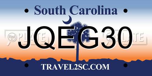 JQEG30 South Carolina License Plate