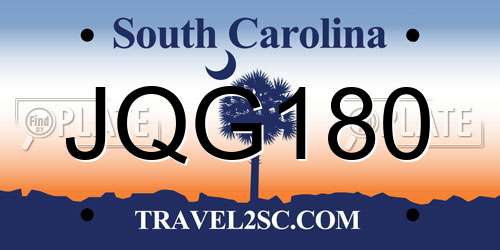 JQG180 South Carolina License Plate