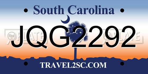 JQG2292 South Carolina License Plate