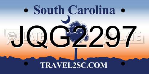 JQG2297 South Carolina License Plate