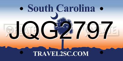 JQG2797 South Carolina License Plate