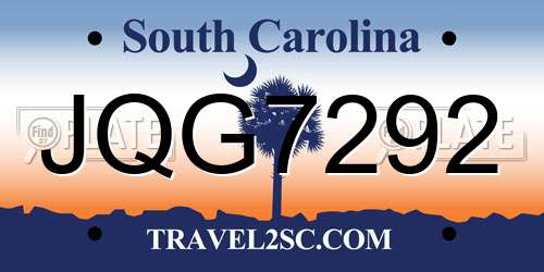 JQG7292 South Carolina License Plate