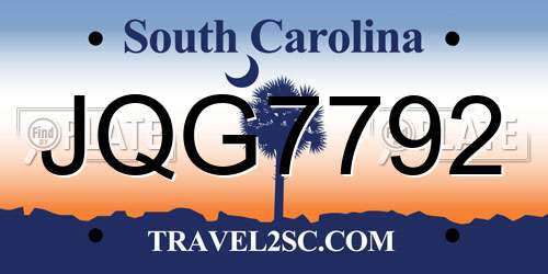 JQG7792 South Carolina License Plate