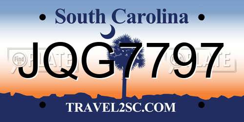 JQG7797 South Carolina License Plate