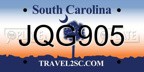 JQG905 South Carolina License Plate