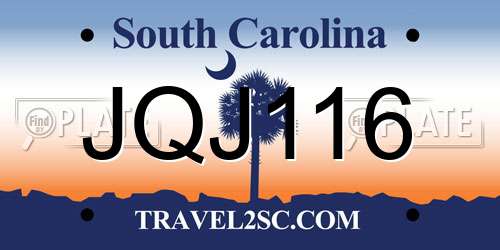 JQJ116 South Carolina License Plate