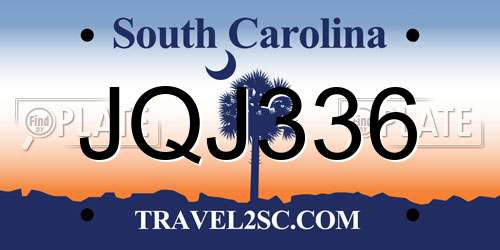 JQJ336 South Carolina License Plate