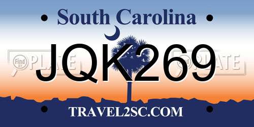 JQK269 South Carolina License Plate